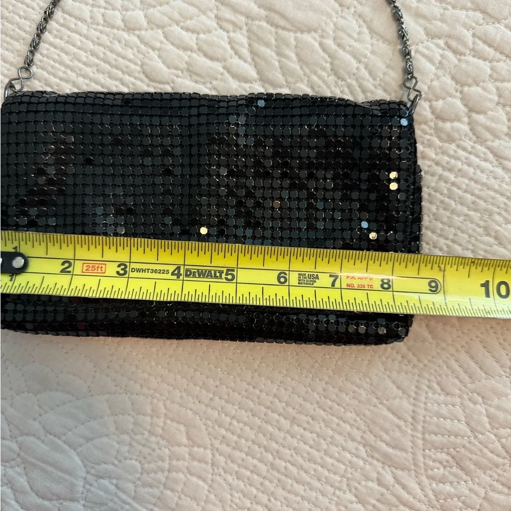 Boho Y2K Black Metal Mesh Clutch Evening Bag Festival Wristlet Glam Purse